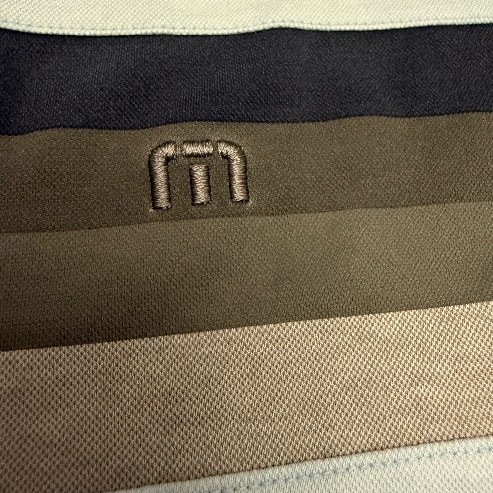 TravisMathew Golf Polo Shirt Mens Large Blue Stripe Performance Pima Cotton - Picture 4 of 9